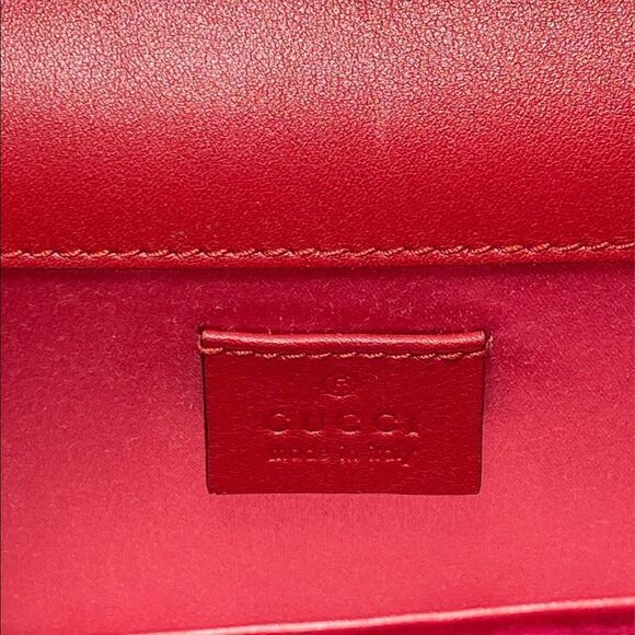 Gucci red Broadway velvet crystal G shoulder bag - Picture 13 of 16